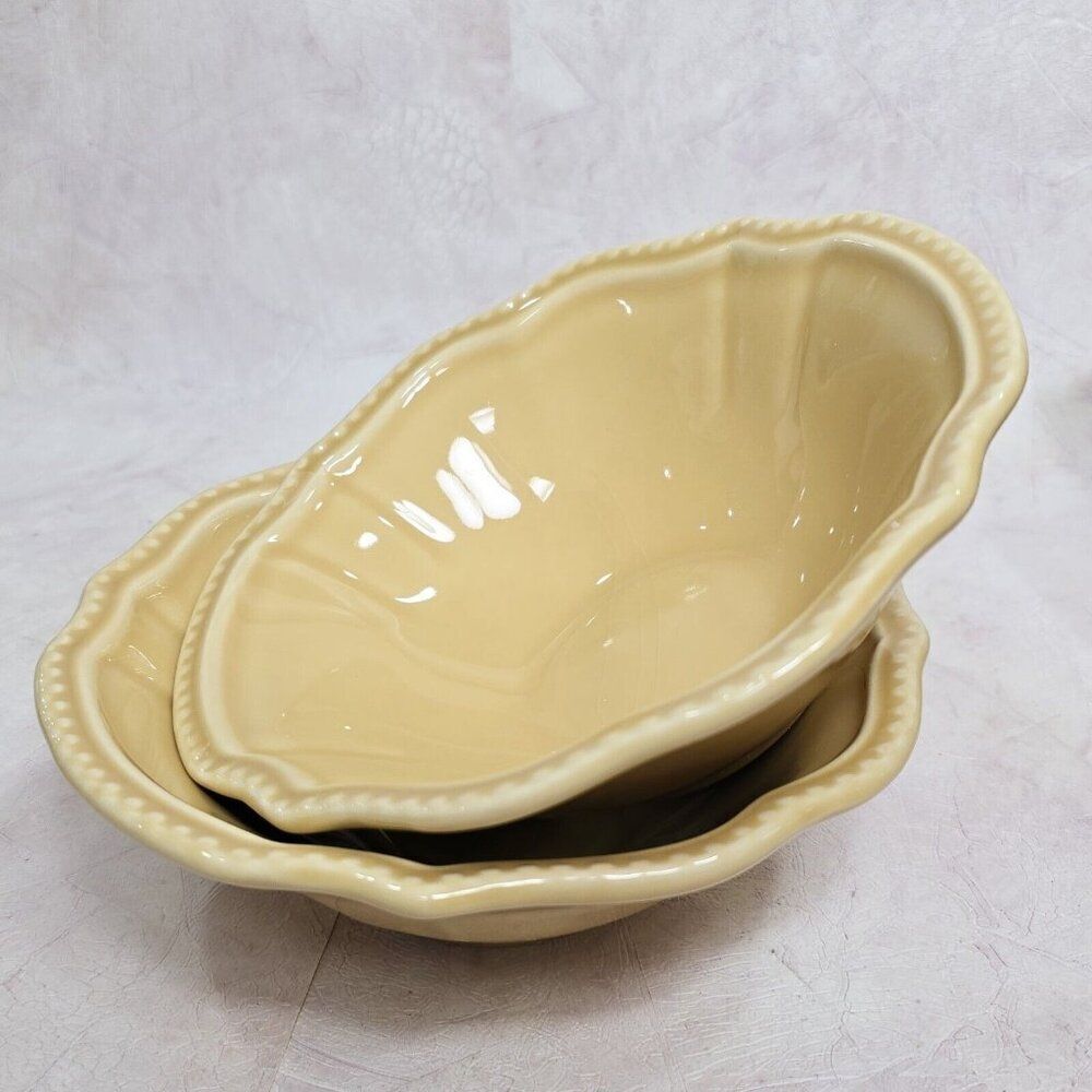 2‎ Primagera Beaded Yellow 7.5" Soup Cereal Bowls Made in Portugal